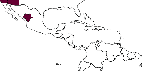 map of Ashmeadiella breviceps     Michener, 1939